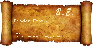 Binder Ervin névjegykártya